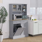 HOMCOM - Armoire de cuisine avec station de recharge - gris-Les panneaux de particules, le MDF peint et les kits anti-basculement assurent stabilité et sécurité 