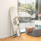 HOMCOM - Miroir pleine longueur - 50 po l x 161,5 po H - or-Peut être fixé au mur, posé au sol ou appuyé contre le mur, offrant des options de placement polyvalentes 