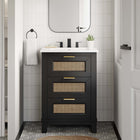 Modway - Dixie 24" Solide Armoire de toilette de salle de bain (lavabo non inclus) - Noir-Jambes effilées