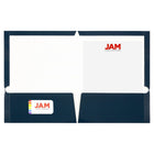 JAM Paper Chemises de présentation lustrées à 2 pochettes, 9 1/4 x 11 1/2 po, bleu marin, 12/paq.-Taille : 9,25 x 11,5 po