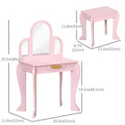 Qaba - Ensemble coiffeuse et chaise pour enfants - Rose-Convient à la chambre des enfants, à la salle de jeux et à la garderie 