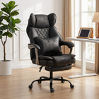 HOMCOM - Fauteuil de bureau exécutif avec repose-pieds et assise large - noir-Couleur : Noir
