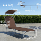 Outsunny - Chaise longue d’extérieur - chaise longue pliante réglable - brun-Auvent amovible et réglable pour une protection solaire appropriée