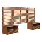 Modway - Render Ensemble 6 pièces : Tête de lit Simple murale et tables de chevet modernes - Noyer-Ensemble de tête de lit et de table de nuit