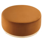 Modway - Tilden Gros velours rond de performance de 38" Rembourré Ottoman - Rouille naturelle-Glissements au pied sans marquer