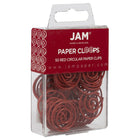 JAM Paper - Trombones circulaires - trombones ronds - rouges - paquet de 50-Taille : 1 pouce (diamètre) | Gardez vos piles de papier organisées avec des trombones colourés