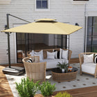 Outsunny - Parasol de patio carré déporté 8 pi L x 9 pi l avec base remplissable, kaki-Les réglages d'inclinaison flexibles offrent une protection solaire optimale sous n'importe quel angle