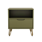 Manhattan Comfort - Table de nuit Avira 20" style mid-century moderne à 1 tiroir - Vert olive-Table de nuit moderne et épurée avec une finition en stratifié lisse pour un aspect chaleureux et naturel
