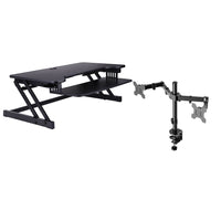 Rocelco – Soulève-moniteur réglable de luxe DADRDM2 pour bureau assis/debout avec support pour double moniteur, noir-Convient à deux moniteurs ACL/DEL de 13 po à 27 po, de 17,6 lb chacun