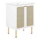 Modway - Chaucer 24" Vanette de salle de bain - Blanc blanc-MDF et panneau de particules