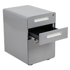Flash Furniture Classeur ergonomique à 3 tiroirs pour dossiers juridiques et lettres, gris-Tiroir-classeur avec barre de conversion de classement - format lettre, légal, A4, F4