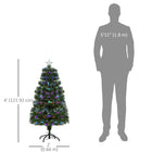 HOMCOM - Arbre de Noël artificiel à fibres optiques pré-éclairé de 4ft décoration de vacances étoile-Matériau : PVC, support métallique 