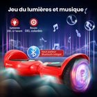 Gyrocopters - Hoverboard PRIME pour enfants - Vitesse de 15 km/h - 300 W - 6,5 pouces - Roues LED - Haut-parleur Bluetooth - Rouge-Fonctionnalités intelligentes et divertissement intégré, avec des haut-parleurs Bluetooth qui synchronisent votre musique préférée directement avec votre trajet