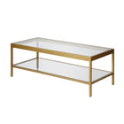 Hudson&Canal - Table basse rectangulaire Alexis (45 po de largeur) - Laiton-Le dessus a une capacité de poids de 60 lb, l'étagère peut supporter 40 lb