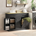 HOMCOM - Buffet style ferme avec station de charge et rangement poubelle dissimulé - noir-Quatre étagères de porte avec garde-corps pour organiser les épices 