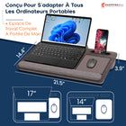 ShoppingAll - Bureau Portatif Avec Coussin – Convient Aux Ordinateurs Portables Jusqu’à 17 Pouces – Gris-Fentes Intégrées Pour Appareils – Les fentes intégrées maintiennent solidement votre tablette et votre téléphone en place pour un espace de travail organisé et dégagé.