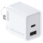 Scosche - Chargeur rapide USB-C Alimentation électrique 32 W PowerVolt de pour la maison-Charge double appareil : le port Type-C fournit jusqu'à 20 watts d'alimentation pour tous les appareils USB-PD ou USB-C les plus récents et les plus performants, tandis que le port USB standard supplémentaire de 12 watts permet de recharger rapidement tous les appareils alimentés par USB-A