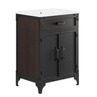 Modway - Steamforge 24" Vanette de salle de bain - Blanc Noir-Meuble de salle de bain industrielle moderne
