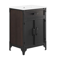 Modway - Steamforge 24" Vanette de salle de bain - Blanc Noir-Meuble de salle de bain industrielle moderne