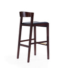 Manhattan Comfort - Klismos tabouret de bar moderne du milieu du siècle de 20" en similicuir noir et noyer foncé-Dossier bas avec coussin rembourré