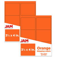 JAM Paper Étiquettes adresse pour le courrier, 4 x 3 1/3 po, orange cosmique Astrobright, 240/pqt-9,6 onces