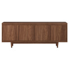 Hudson&Canal - Meuble TV Aelin pour téléviseurs jusqu'à 75" - Noyer satiné-Un design contemporain moderne peut accueillir des téléviseurs jusqu'à 75 pouces pour votre espace de divertissement