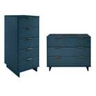 Manhattan Comfort - Granville commode moderne haute étroite et standard - bleu minuit - ensemble de 2-Commode de chambre moderne-contemporaine avec une touche de glamour comprenant une haute commode étroite et une commode standard