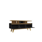 Manhattan Comfort - Meuble TV Yonkers 62,99 po style Mid-Century Modern - Noir et Cannelle-Comprend 1 ouverture pour la gestion des fils et câbles