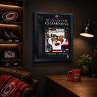 Frameworth - Cadre photoglass de Frederik Andersen 16x20 des Carolina Hurricanes champions Coupe Stanley - 18 po l x 22 po H-Encadré professionnellement au Canada : l’image est imprimée en ultra haute définition directement sur le verre et finie dans un cadre noir
