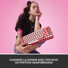 Logitech POP Keys Clavier Mécanique Sans Fil - Heartbreaker-Sentiments au bout des doigts: Faites ressortir votre personnalité avec 8 touches emoji changeables et une touche menu emoji, à personnaliser via Logitech Software (sur Windows et macOS seulement)