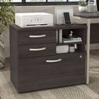 Bush Business Furniture - Armoire de rangement de bureau hybride avec tiroirs, gris tempête (HYF130SGSU-Z)-Le tiroir verrouillable s'ouvre sur des glissières à roulement à billes à extension complète pour un accès sans effort aux documents de format lettre, légal et A7