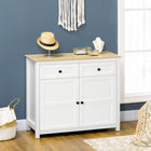 HOMCOM - Buffet 39,4 po L - blanc-Structure en panneau de particules solide avec pied central robuste pour plus de stabilité 