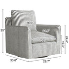Ebello - Kandyn Fauteuil tonneau pivotant 29,7 po rembourré rayures douces coussin amovible, bleu-8