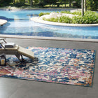 Modway - Reflect Treillis floral orné de primevère Tapis intérieur/extérieur de 8 pi l x 10 pi L - Ivoire Bleu foncé Multicolore-Tapis durable d’intérieur et d’extérieur