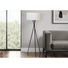 Monarch Specialties - Luminaire - 62 po H Lampadaire - Métal Noir - Abat-Jour Ivoire / Crème - Contemporain-Doté d'un interrupteur à 3 voies pour une seule ampoule triphasée jusqu'à 150 W (non incluse), il permet d'ajuster l'éclairage pour créer l'ambiance adéquate qui illumine et éclaire votre espace