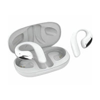 Adesso - Xtream T6 Écouteurs ouverts Bluetooth 5.3, contrôle tactile, étui, double micro - Blanc-Écouteurs sans fil à oreille ouverte Bluetooth 5.3 pour un son clair et immersif