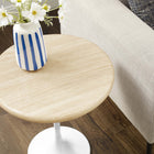 Modway - Lippa Rond de 20 po Faux travertin Table d’appoint, Travertin blanc-Placement polyvalent