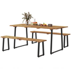 Outsunny - Ensemble table de pique-nique et bancs pour 6 personnes avec trou pour parasol de 2 po-Ensemble de mobilier de jardin extérieur en cinq pièces adapté aux repas et réunions de famille