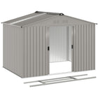 Abri de jardin Outsunny 9' x 6' avec kit de fondation-Portes coulissantes doubles pour un accès facile
