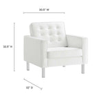 Modway - Loft Touffe Cuir végane Fauteuil et ensemble ottoman - Blanc argenté-Rembourrage en cuir végane