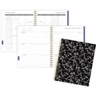 Mead - Agenda hebdomadaire/mensuel parchemin de fleurs 2026 - 11 po H x 8 1/2 po l - noir/blanc - bilingue-Reliure à double spirale