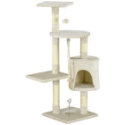 PawHut - Arbre à chat griffoir 46 po, centre d’activités multi-niveaux, beige-Un arbre à chat complet à plusieurs niveaux et des poteaux à griffer pour chats d'intérieur 
