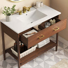 Modway - Zaire 36" Vanette de salle de bain - Blanc noyer-Jambes effilées