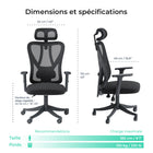 MotionGrey - MC3 Chaise de bureau ergonomique à dossier haut avec accoudoirs réglables - Noir-Dossier inclinable avec contrôle de la tension d’inclinaison – Penchez-vous en arrière en toute simplicité. La chaise MC3 s’incline jusqu’à 145°, vous permettant de passer facilement d’une position de travail concentrée à une position de détente grâce à un réglage fluide de la tens