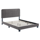 Modway - Celine Chenal Touffé Performance Velvet Lit plateforme Queen, Gris-Lit plateforme Queen