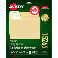 Avery Étiquettes de classement TrueBlockâ„¢ (15266), couleurs variées, 3 7/16 po x 2/3 po, paq./300-Créez des étiquettes de classement d'allure professionnelle