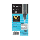 Pilot – Stylos à bille roulante Hi-Tecpoint V7 – pointe fine – Noir – Paquet de 12  -Bille en alliage de carbone et tuyau en acier inoxydable