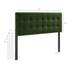 Modway - Lily Velours de performance résistant aux taches Tête de lit pleine grandeur, Vert mousse-Tête de lit pleine grandeur