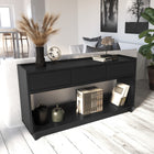 Prepac - Console Simply Modern de 60,25 po avec 3 tiroirs et grand compartiment de rangement ouvert - Noir-Facile À Monter: La mesa consola de entrada de sala en noire est livrée avec des instructions détaillées, étape par étape, et toutes les pièces nécessaires. Cette console polyvalente pour le recibidor de entrada casa peut généralement être assemblée en moins de 60 minutes avec des outils de base par 2 personnes