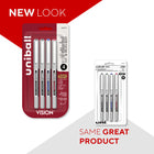uni-ball Stylos à bille roulante Vision - pointe fine (0.7 mm) - Couleurs Assorties - paquet de 4-Le système d’encre Uni-Flow assure une écriture uniforme et délicieusement fluide